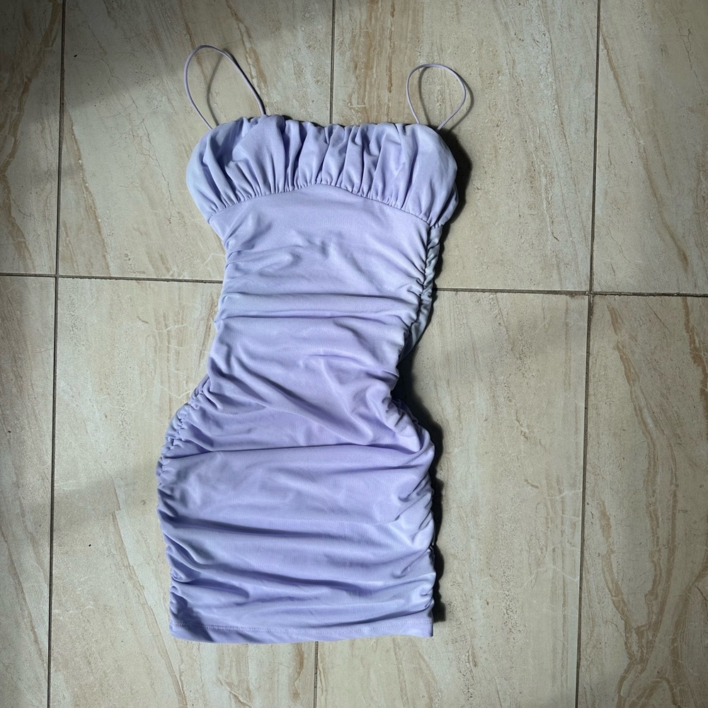 Lavender Ruched mini dress